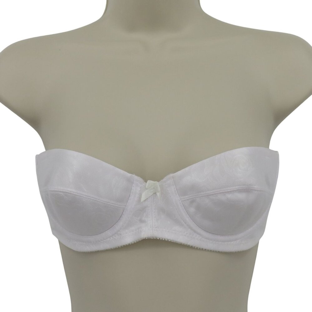 VTG Valmont 34A White Rose Flower Underwire Lined Strapless Bra Women RN 62172